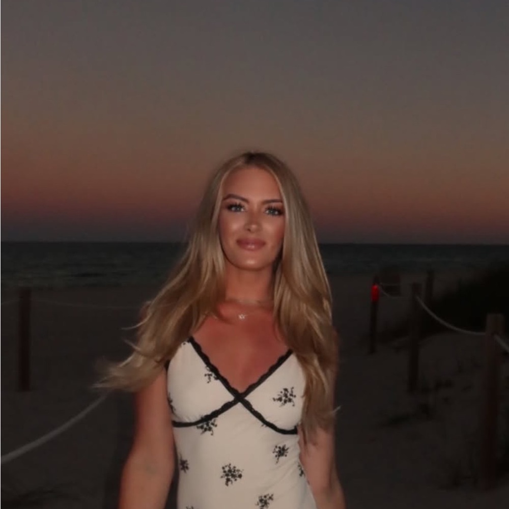 Pepper mayo dress size s/4 Cream Dress with Black Floral Pattern